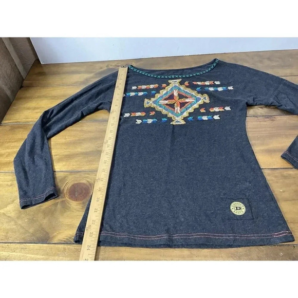 Double D Ranch Size XS Embroidered Thunderbird Long Sleeve 100% Cotton Top - Picture 5 of 9